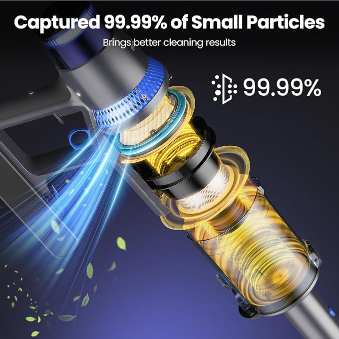 V25 Cordless Vacuum Cleaner, 680W 60Kpa Powerful Stick Vacuum with Dust Sensor, Digital Display, 4000mAh Rechargeable Battery up to 60Mins, Versatile for Pet Hair, Floor, Carpet (Cobalt)