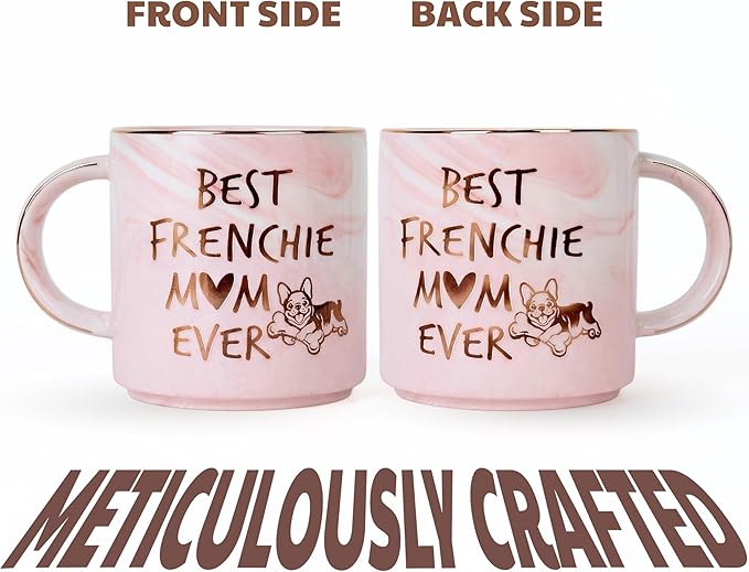 French Bulldog Gifts, Frenchie Mom Gifts Mothers Day, Best Frenchie Mom Ever Pink Marble Mug, Funny French Bulldog Gifts for Women Mothers Day, Birthday