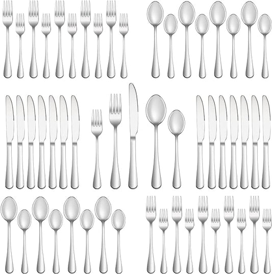 40 Piece Silverware Set Service for 8,Premium Stainless Steel Flatware Set,Mirror Polished Cutlery Utensil Set,Durable Home Kitchen Eating Tableware Set,Include Fork Knife Spoon Set,Dishwasher Safe
