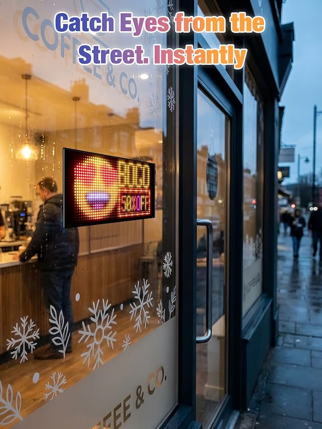 Dual Line LED Sign, Flexible LED Display Screen, Remote & App Control, for Indoor Advertising, Shop Window, Car Dealership Decoration (10.6 x 4.7in)
