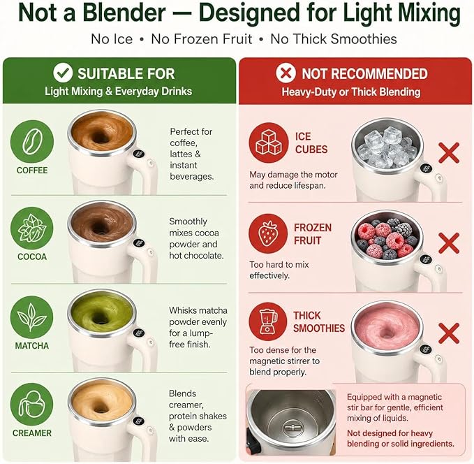 Self Stirring Coffee Mug, 12oz Rechargeable Magnetic Mixing Cup with Temperature Display, 316 Stainless Steel Electric Stirring Cup with Lid & Handle for Coffee, Cocoa, Matcha, Creamer, Mushroom Coffe