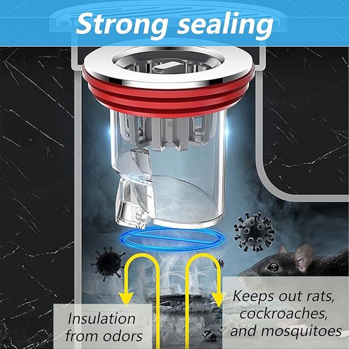 4PCS Shower Drain Core Plug and Backflow Preventer, 2pcs for 1.25 to 2.16 Inch Odor Proof Floor Drain Shower Drain Stopper, 2 for 1.37 to 2 Inch Water Stopper for Shower with Backflow Cover