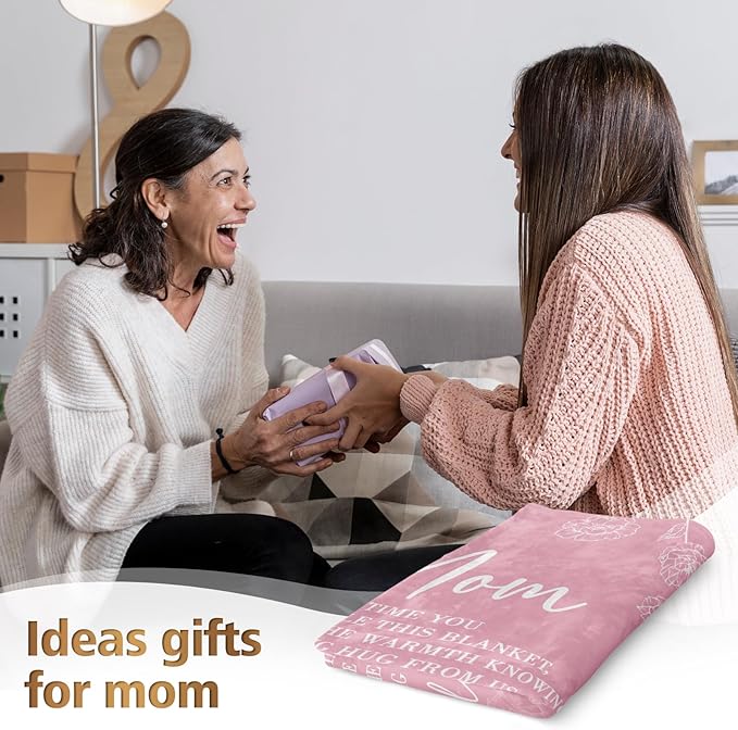 GiltGlimmer Gifts for Mom Mothers Day, Mom Birthday Gifts Blanket, Moms Gift for Women from Daughter Son, We Love You Present for Mother Mommy Christmas 60" x 50", Pink