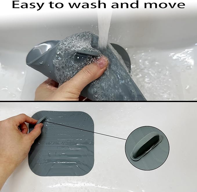 Shower Drain Cover Tub Stopper,2 Pieces Sewer Anti-Odor Mat Deodorizing Drain Plugs for Kitchen,Bathroom and Laundry(5.9x5.9 inch) Gray