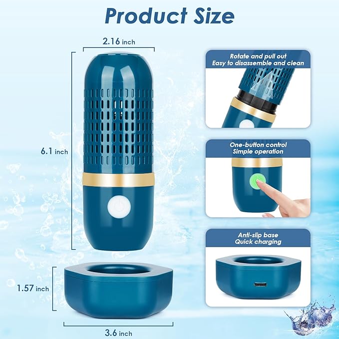 Cudinham Fruit and Vegetable Purifier Cleaner Washing Machine Upgraded Capsule Shape Disinfection OH-ion Purification Technology for Cleaning Veggie Grains Rice Meat Seafood, Forest Green