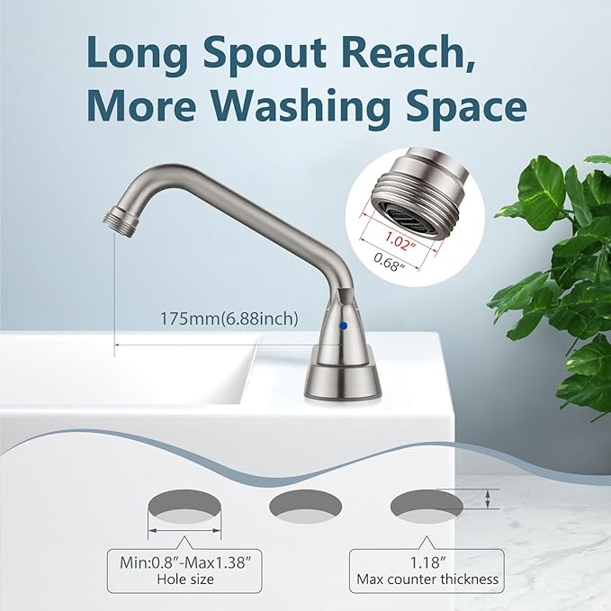 Aolemi Laundry Sink Faucet 4 Inch Centerset, Utility Sink Faucets with Swivel Spout and 3/4" NPT Threaded End, 2-Handle Faucet for Laundry or Utility Room, Brushed Nickel