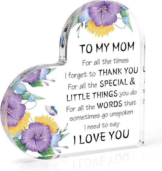 Mothers Day Gift for Mom from Daughter Son, Birthday Gift for Mom, Mothers Day Gift Ideas Acrylic Desk Decor Thanksgiving Birthday Valentines Gifts for Mom Presents for Mom