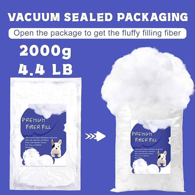 BUTUZE 4.4lb Polyfill Stuffing, (4.4lb-2.1oz) Fiberfill for Crafts, Polyester Fiber Fill, Resilience Fill Fiber for Stuffing Pillow and Home Decoration Projects
