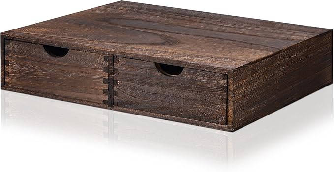 Suzile Wooden Coffee Pod Storage Drawer Cabinet Vintage Tea Organizer Holder with Drawers Coffee Cup & Accessory Storage for Home Office Brewers(2 Drawer)