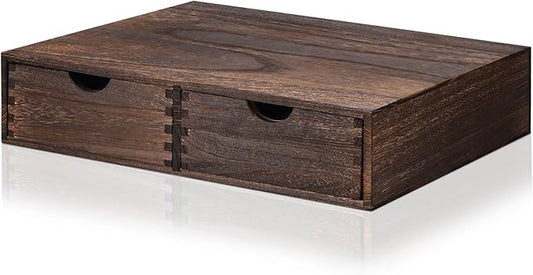 Suzile Wooden Coffee Pod Storage Drawer Cabinet Vintage Tea Organizer Holder with Drawers Coffee Cup & Accessory Storage for Home Office Brewers(2 Drawer)