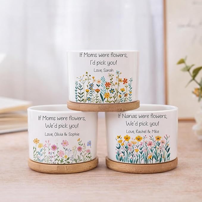 Personalized Floral Mom Plant Pot, Custom If Moms were Flowers, We'd Pick You! Plant Pot with Kids Names, Custom Grandma Gift, Gifts for Mimi, Gigi
