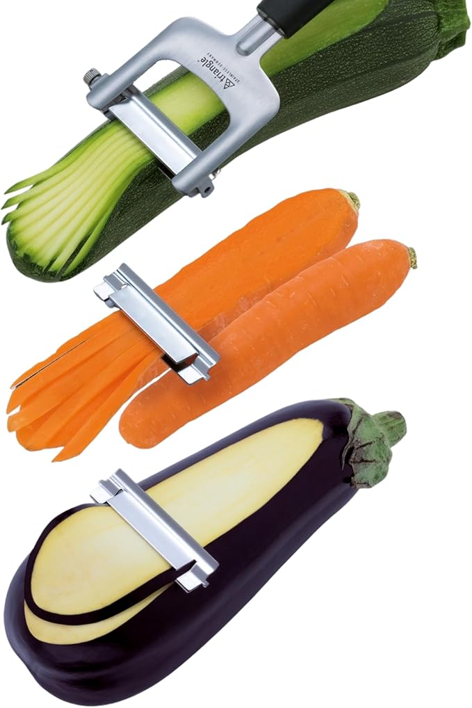 triangle 3-Piece Julienne Cutter - Includes Three Interchangeable, Ultra-Sharp Stainless Steel Blades - Creates Thin to Thick Slices - GreenGrip Handle - Dishwasher Safe