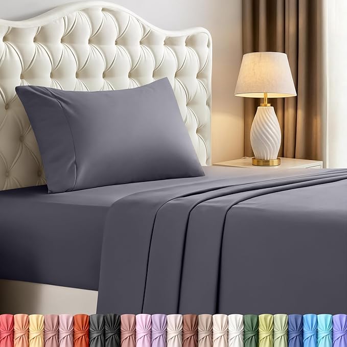 Utopia Bedding Twin XL Sheet Set – 3 Piece Bed Sheets for Twin XL Size Bed, Soft and Breathable Microfiber, Includes 1 Fitted Sheet, 1 Flat Sheet and 1 Pillowcase – Oeko Tex (Grey)