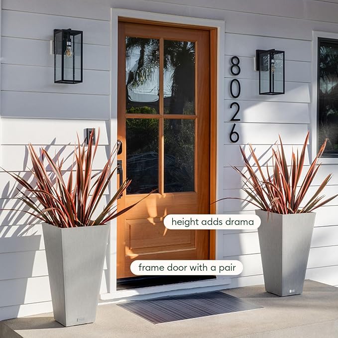 Veradek V-Resin Indoor/Outdoor Taper Planter, 2-Pack (24 inch, Gray)
