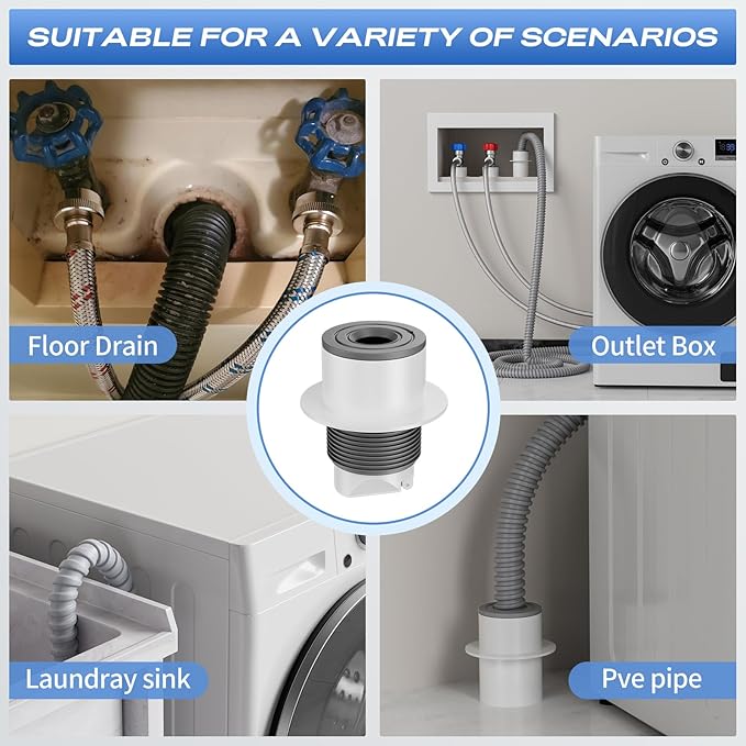 Washing Machine Drain Hose Seal, Anti-Odor Washer Drain Plug, Sewer Pipe Seal Ring & Shower Floor Drain Cover,Durable and Easy to Install,(Fits 45-50mm (1.75''-2.0'') I.D.