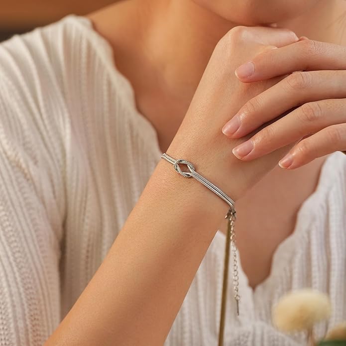 Tarsus Love Knot Daughter Bracelet, Daughter Birthday Valentines Mothers Day Christmas Jewelry Gifts for Women Teens Adults