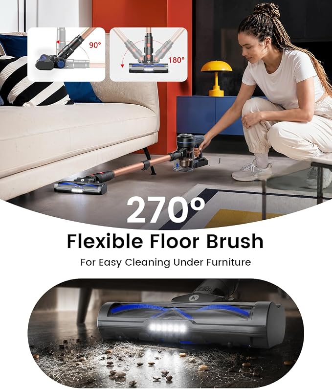 NADALY Cordless Vacuum Cleaner, 50Kpa Powerful Suction with 580W 65 Mins Runtime Stick Vacuum,Rechargeable, Lightweight, Anti-Tangle,Ideal for Hard Floor