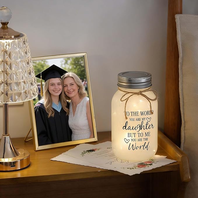 Maracco Mothers Day Gifts for Daughter from Mom - 30 oz Large Mason Jar Night Light, Daughter Birthday Gifts from Mom and Dad, Wedding Blessing Gift, Graduation Gift for Daughters Adult