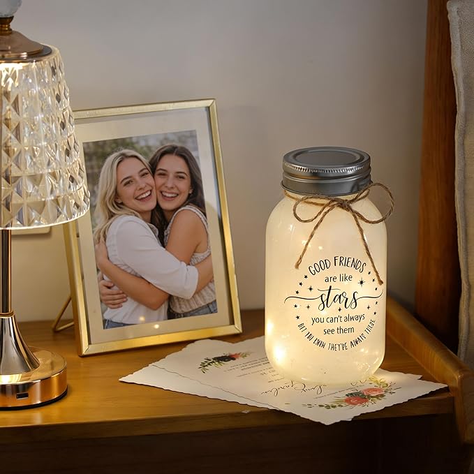 Maracco Friendship Gifts for Women - 30oz Large Mason Jar Night Lights for Friend, BFF, Coworker, Best Friends Birthday Gifts for Women, Valentines Day Gift Idea for Her