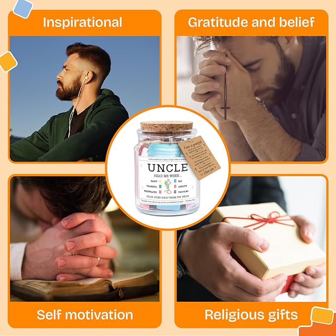 NewEleven Gifts For Uncle - Birthday Gifts For Uncle, Funcle - Meaningful Present, Inspirational Gift For Uncles From Newphew, Niece, Kids - Bible Verse Jar