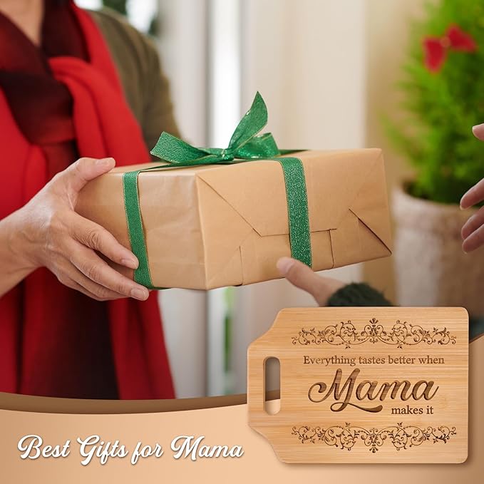 AceThrills Mama Gifts for Mama Mothers Day Gifts from Son, Daughter for Birthday - Engraved Bamboo Cutting Board 12.3"L x 8.7"W x 0.4"Th