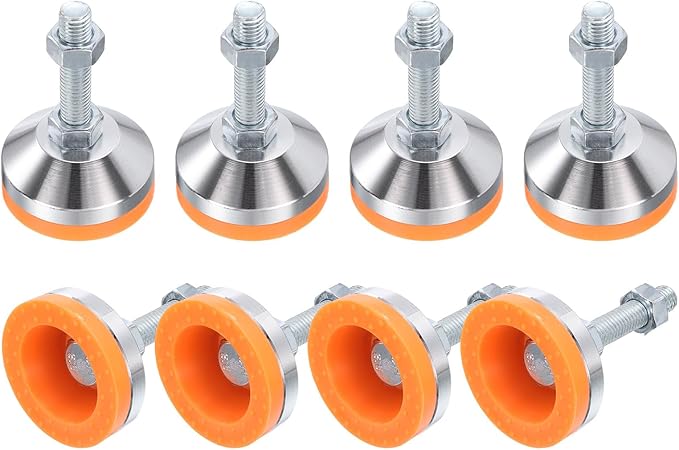 uxcell 8 Pack Adjustable Heavy Duty Leveling Feet, 60mm/2.36" Dia Base M12 x 50mm Thread Anti-Slip Shock-Absorbing Furniture Leveler Legs for Workbench, Machine, Cabinet