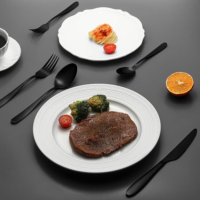 Compralo Matte Black Silverware Set for 8, 40 Pieces Black Flatware Set, Stainless Steel Tableware Cutlery Set Include Fork Spoon Knife, Kitchen Utensil Sets for Home and Restaurant