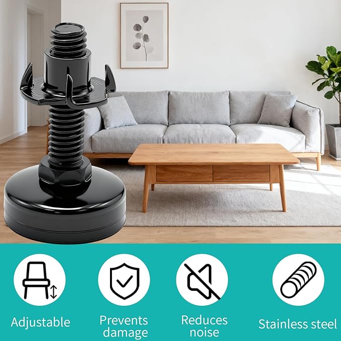 Heavy-Duty Furniture Adjustable Feet, Corrosion-Resistant Levelers, Suitable for Tables, Cabinets, Chairs, Sofas, Workbenches, and Other Heavy-Duty Furniture (12 Pack)