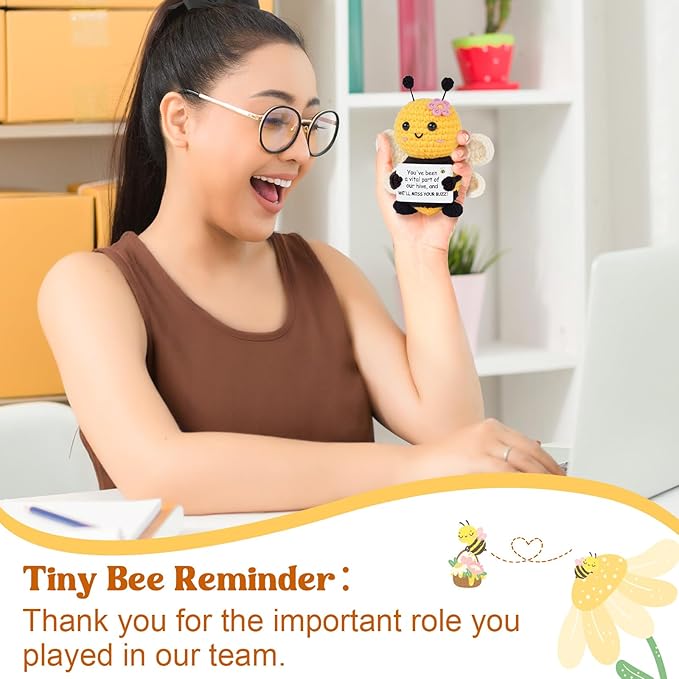 Farewell Gifts for Coworkers, Coworker Leaving Gifts for Women, Coworker Going Away Goodbye Presents for Boss Friends Employees, Retirement Gift for Women - Crochet Bee Affirmation Support Desk Decor