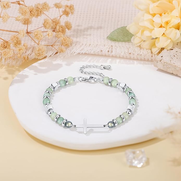 JoycuFF 𝗚𝗶𝗳𝘁𝘀 𝗳𝗼𝗿 𝗪𝗼𝗺𝗲𝗻 𝗠𝗼𝗼𝗻𝘀𝘁𝗼𝗻𝗲 𝗕𝗿𝗮𝗰𝗲𝗹𝗲𝘁 Amazonite Colorful Imperial Jasper Stainless Steel Beads Bracelets, Mothers Day Birthday Christmas Valentines Graduation Gifts