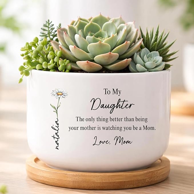 Personalized Daughter Gift from Mom, Custom Mothers Day Plant Pot for Daughters, Custom Mother Daughters Plant Pot, to My Daughter Gifts, Gift for Birthday