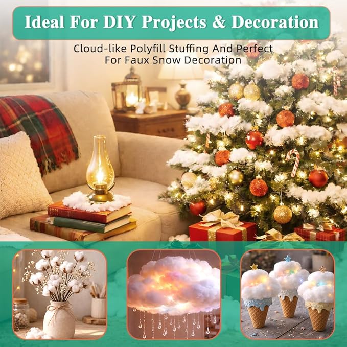 Polyfill Stuffing Fiber Fill 18.7oz/1.17lbs, White Original Polyester Fiber Pillow Stuffing for Crochet Toys, Pillow, Cushion, Couch, Stuffed Animals, Crafts, Cloud Decor, Machine Washable