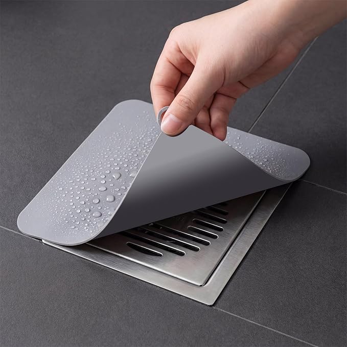 JJUNW 2Pack Silicone Tub Stopper, 8 x 8 Inch Drain Covers to Keep Bugs Out Universal Flat Drain Cover Sewer Anti-Odor Mat for Shower Tub Stopper Kitchen Laundry Bathroom