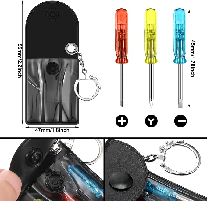 Jutom 2 Pcs Mini Tape Measure Keychain Bulk Mini Screwdriver Keychain Set Adult Tool Party Prize for Father's Men Gifts