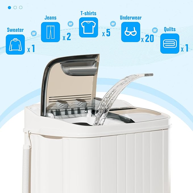 Pataku Portable Washing Machine, 17.6 Lbs Compact Mini Washer and Dryer Combo,Twin Tub Laundry Washer with Spin Cycle, Soaking Function Ideal for Apartment, Dorms, RVs Camping, Grey