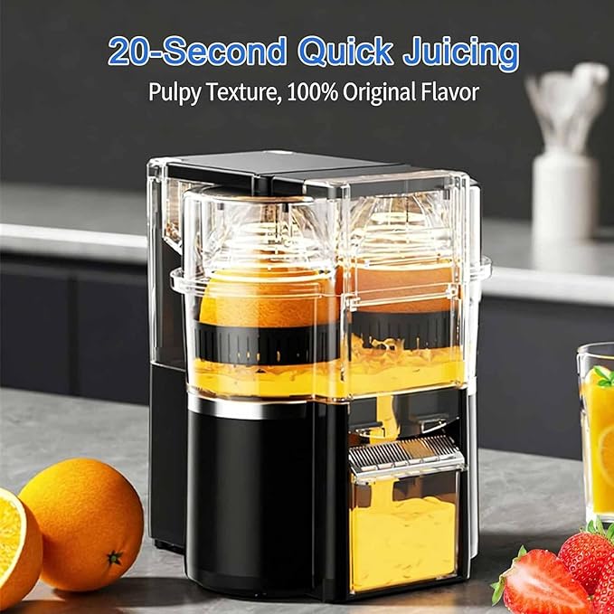 600ml Twin Citrus Juice Maker, Lightweight Double Head Electric Juicer Machine, 18000 RPM 8-Blade & USB Rechargeable, High Yield & Easy To Clean, Fast Juicing for Orange, Lime, Grapefruit