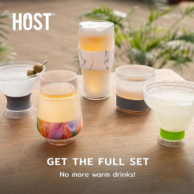Host FREEZE Beer Glasses, Frozen Beer Mugs, Freezable Pint Glass Set, Insulated Pint Glass to Keep Your Drinks Cold, Double Walled Insulated Glasses, Tumbler for Iced Coffee, 16oz, Set of 2, Black