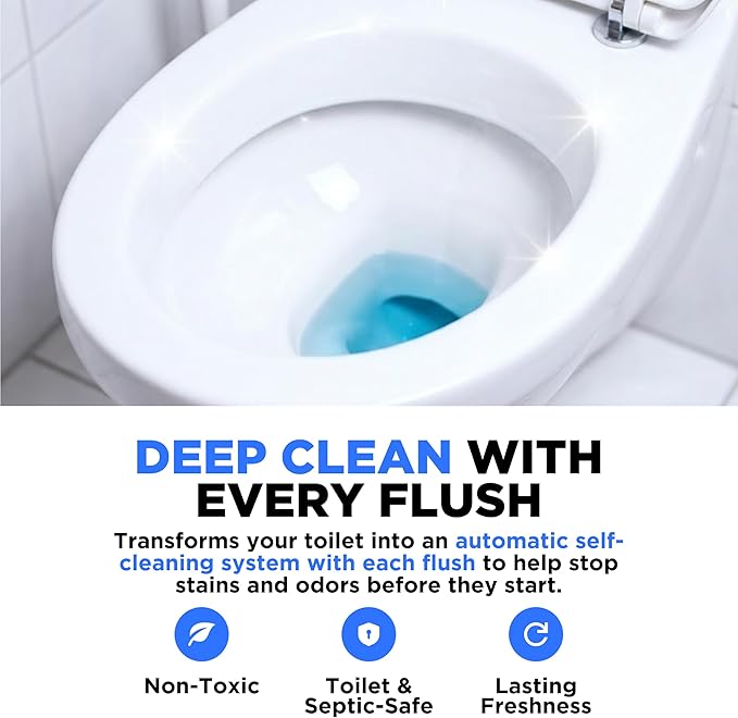 Happy Toilet Cleaner - Automatic Toilet Bowl Cleaner Toilet Tablet Holder Toilet Cleaning System - Drop In Toilet Tank Cleaner Tablets Auto Filter Self Cleaning Flush Cleans the Bowl Not the Tank