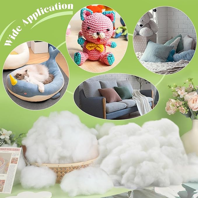 19.4oz Premium Fiberfill Stuffing, (1.8oz-1.21 lb) Polyfill Stuffing for Pillows Crafts, High Resilience Soft Poly Fill Pillow Stuffing for Stuffed Animals, Home DIY Stuffing (550g)