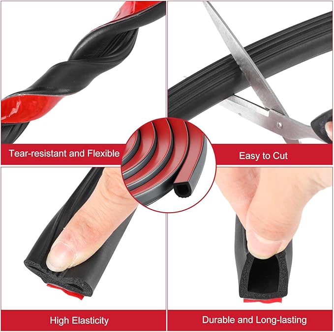 Pangda 18Ft D Shape Rubber Weather Stripping Foam Self-Adhesive EPDM Seal Strip for Noise Reduction Waterproof Dustproof for Cars Boats RVs Windows Doors (3/4" W x 3/4" H)