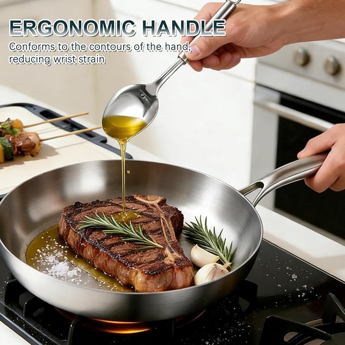 Stainless Steel Cookware Set - 21 PCS Kitchen Cookware Sets with 3-Ply Frying Pan, Even Heating, Cool Handle, Chef Quality Cooking Set, Pots and Pans Set Induction Ready, Dishwasher Safe