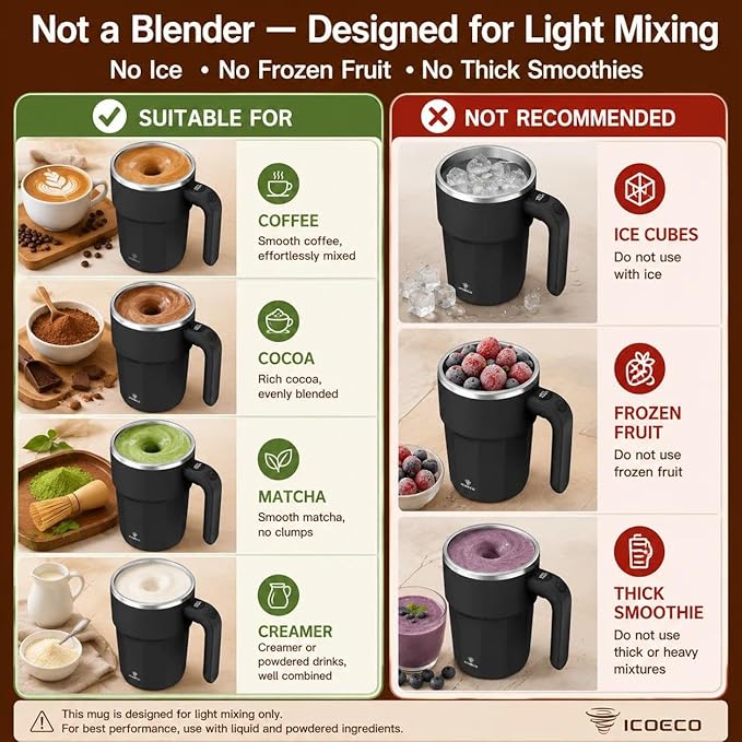 Self Stirring Coffee Mug, 12oz Rechargeable Magnetic Mixing Cup with Temperature Display, 316 Stainless Steel Electric Stirring Cup with Lid & Handle for Coffee, Cocoa, Matcha, Creamer, Mushroom Coffe