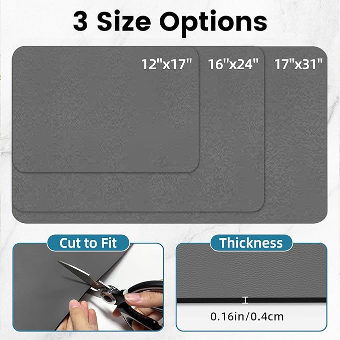 PoYang 17"x12" Coffee Mat Small, Coffee Bar Accessories for Countertop, Absorbent Dish Drying Mat, Anti-Slip and Hide Stain Pad for Espresso Machine, Espresso Maker and Kitchen Counter, Gray