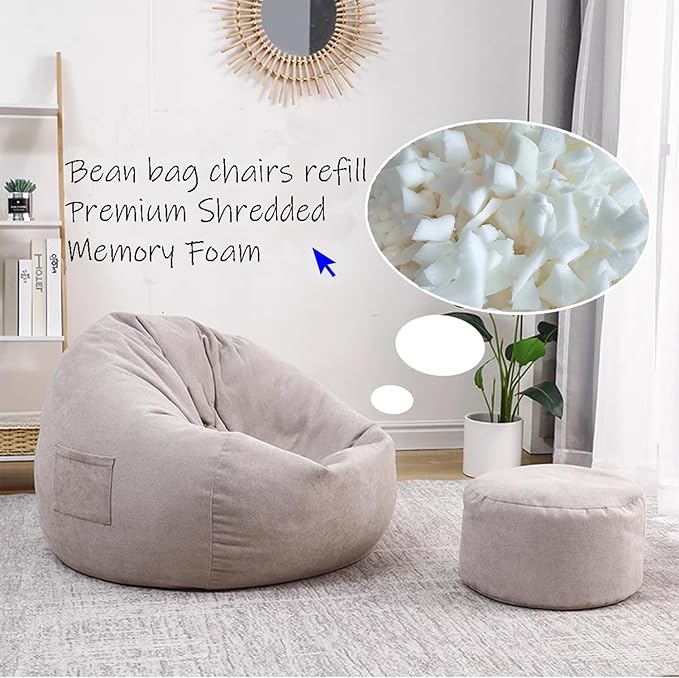 HOXXME 10lbs Shredded Memory Foam Filler or Bean Bag Filling, Premium Beanbag Stuffing/Foam Refill for Pillow, Dog Beds Chairs Cushion, Arts Crafts, Stuffed Animals (White,10lbs)