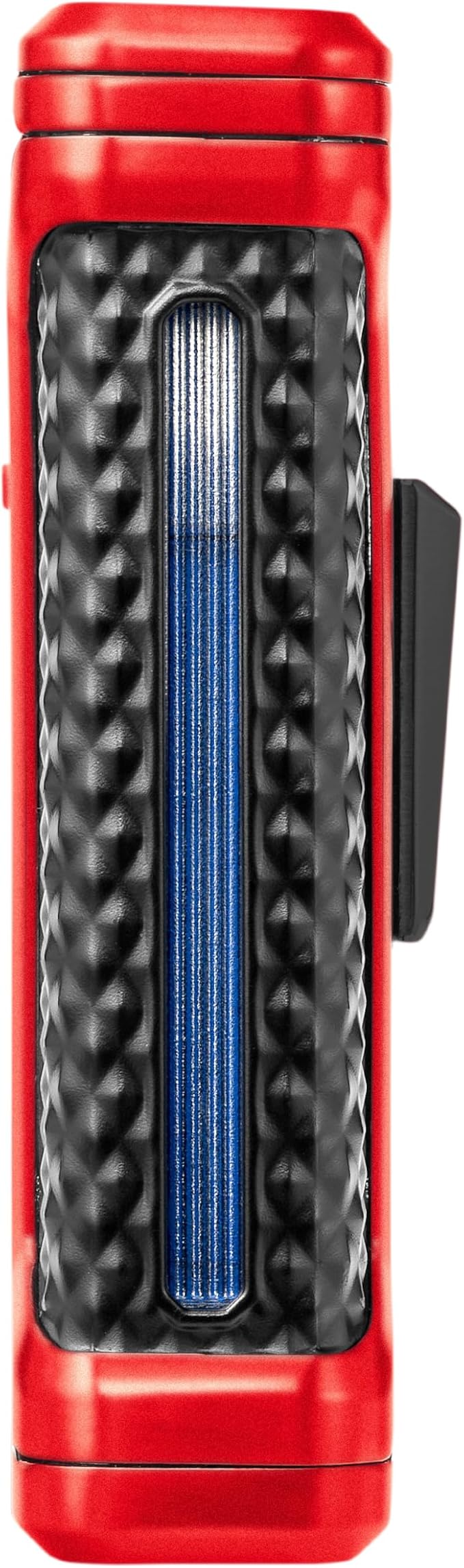 Colibri Ascari Triple Jet Torch Lighter, Windproof & Uses Butane Refill, Cigar Enthusiast's Choice with Integrated Punch, Blue Fuel Window, and Adjustable Flame (Metallic Red + Black)