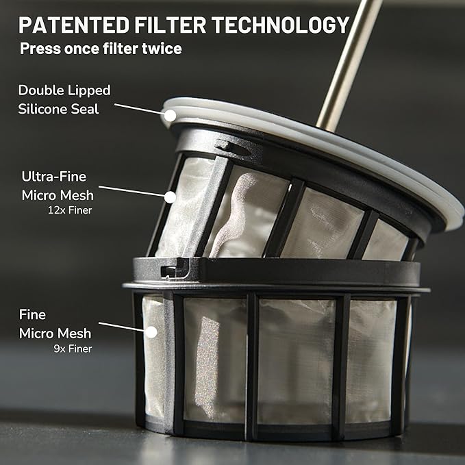 ESPRO Go P0 Ultralight French Press Coffee Maker for Travel, Vacuum Insulated Stainless Steel, 16 Ounces, Chalk White