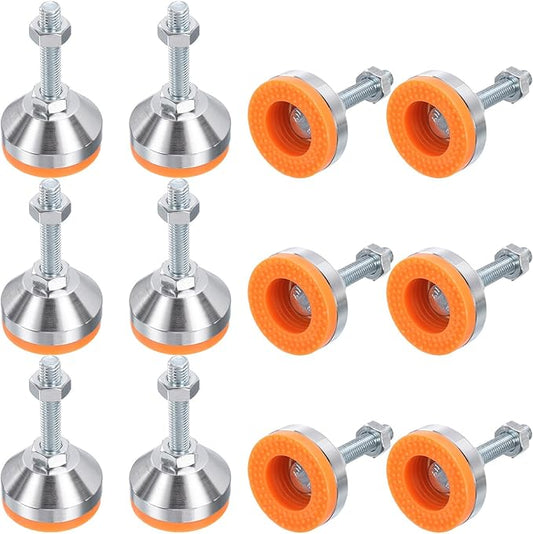 uxcell 8 Pack Adjustable Heavy Duty Leveling Feet, 50mm/2" Dia Base M12 x 50mm Thread Anti-Slip Shock-Absorbing Furniture Leveler Legs for Workbench, Machine, Cabinet