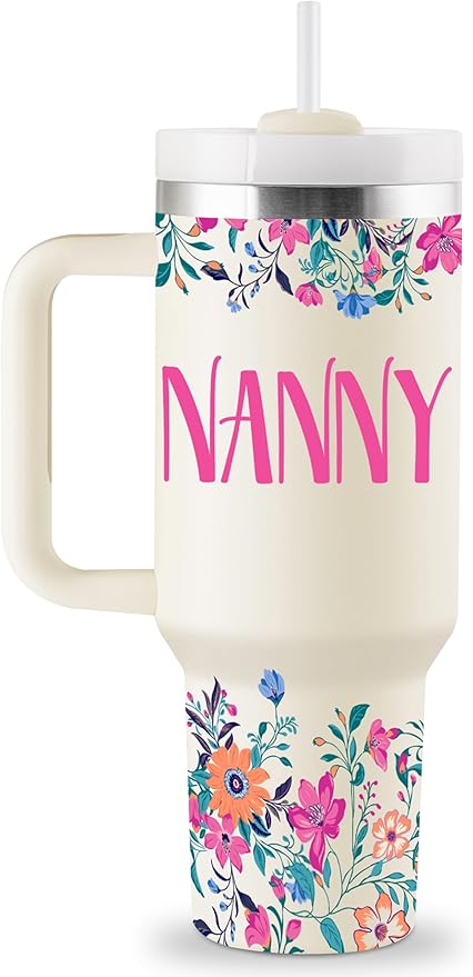 ROSTANTEN Nanny Gifts Mothers Day Gifts for Nanny Gift for Grandma from Grandkids for Birthday Christmas 40oz Travel Cup Insulated Tumbler with Lid & Straw