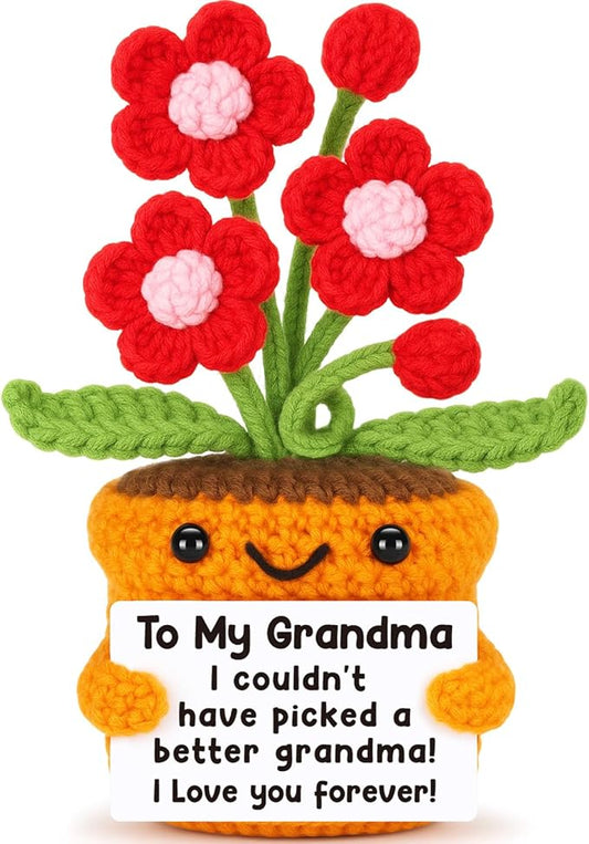 Agantree art Grandma Gifts for Grandma Birthday Mothers Day from Granddaughter Grandson I Love You Crochet Flower Decor Christmas, Grandparents Day for Great Grandma Gigi Nana