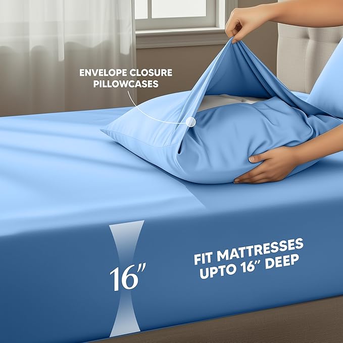 Utopia Bedding Full Size Sheet Set – 4 Piece Bed Sheets, Soft and Breathable Microfiber, Includes 1 Fitted Sheet, 1 Flat Sheet and 2 Pillowcases – Oeko Tex (Dutch Blue)